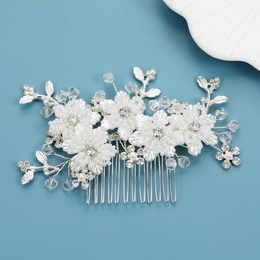 Bridal wedding hair accessories white flowers beaded hair combpicture9