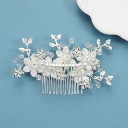 Bridal wedding hair accessories white flowers beaded hair combpicture10