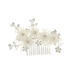 Bridal wedding hair accessories white flowers beaded hair combpicture11