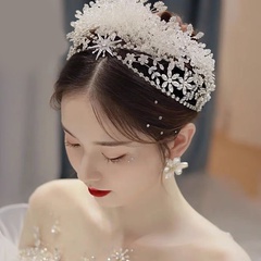 crown crystal beaded headband bride wedding hair accessories set