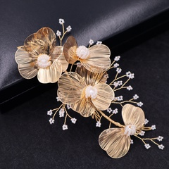 Braut Gold Blume Kopf Ohrring Knoten Hochzeitskleid Haarschmuck