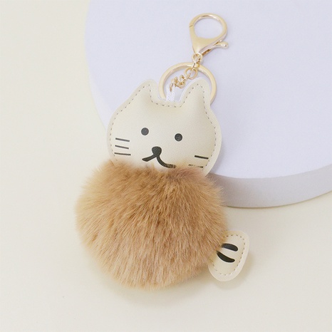 Plush cute leather kitten fur ball keychain plush pendant's discount tags