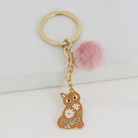 fashion plush ball cute kitten alloy keychain women's bag pendant's discount tags