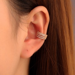retro geometric circle inlaid zircon copper ear clip wholesale