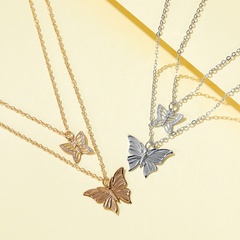 new fashion double-layer butterfly hollow pendant alloy collarbone chain