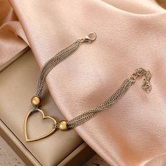 fashion multi-layer hollow heart tassel bracelet 