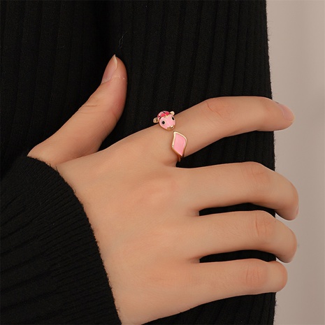 fashion copper fish shape colorful drop oil opening geometric rings wholesale's discount tags