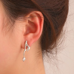 fashion asymmetric zircon simple water drop copper drop earrings