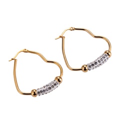 sticky diamond heart-shaped fashion stainless steel ear hoop jewelry women's