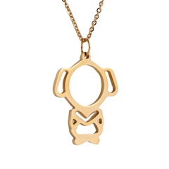 simple cartoon figure hollowed stainless steel necklace wholesale