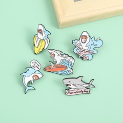 Cartoon creative shark series letter drip oil alloy brooch