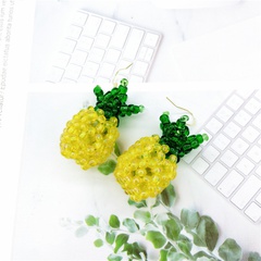 Boucles d'oreilles en perles de cristal jaune vert faites à la main avec des fruits d'ananas