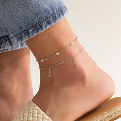 fashion glass tassel geometric simple alloy anklet