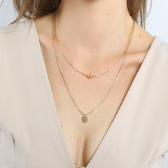 simple peace dove disc sequins pendent multi-layer women's alloy necklace 