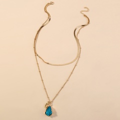 fashion imitation natural stone letter pendant multi-layer alloy necklace