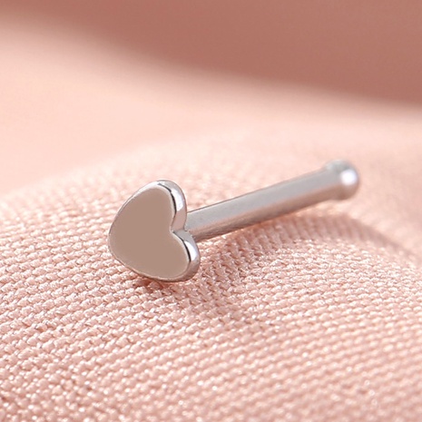 fashion straight stainless steel heart-shaped nose studs body piercing jewelry's discount tags