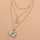 Creative Retro Natural Stone Turquoise Multilayer Alloy Necklace Accessories Female picture7