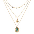 Creative Retro Natural Stone Turquoise Multilayer Alloy Necklace Accessories Female picture10