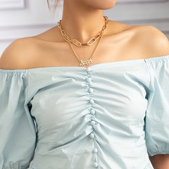 fashion letter Angel pendant double layer necklace