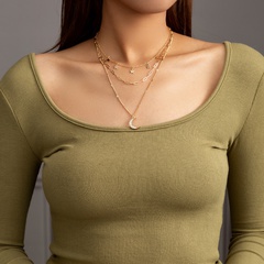 star moon female multi-layer clavicle diamond pendant alloy necklace jewelry