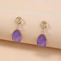 Fashion alloy simple retro purple water drop crystal cluster earrings