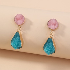 pink green color crystal cluster simple symmetrical tassel alloy earrings female