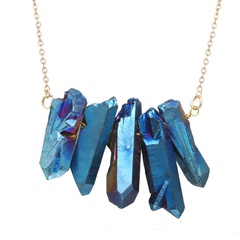 Fashion punk blue geometric irregular stone necklace jewelry