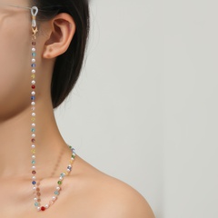 cadena de gafas de cuello colgante anti-perdida de cuentas de colores geométricos de moda