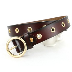 round buckle leather wide women's decorative casual pants belt