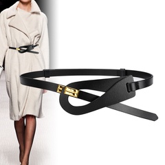 Ceinture de ceinture en cuir décorative extérieure réglable non poreuse pour femmes à deux couches