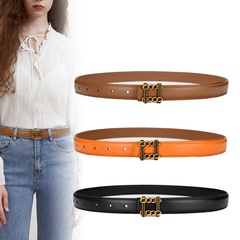new leather  women's retro small chain square buckle decoration jeans belt