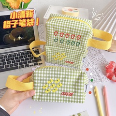 cute fashion plaid large-capacity stationery bag pencil case