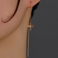 new copper micro-set zircon insect dragonfly pendant tassel piercing earrings