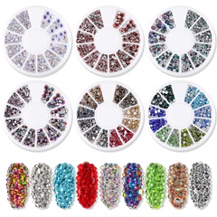 Nueva manicura pequeña cuadrícula en caja color mixto taladro joyas de diamantes de imitación