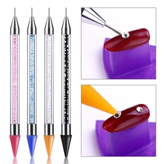 stylo d'art d'ongle acrylique multifonctionnel à double tête de couleur unie de mode