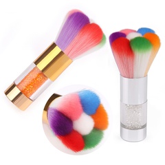 fashion Rainbow color Nail Art Cleaning Brush Metal Handle
