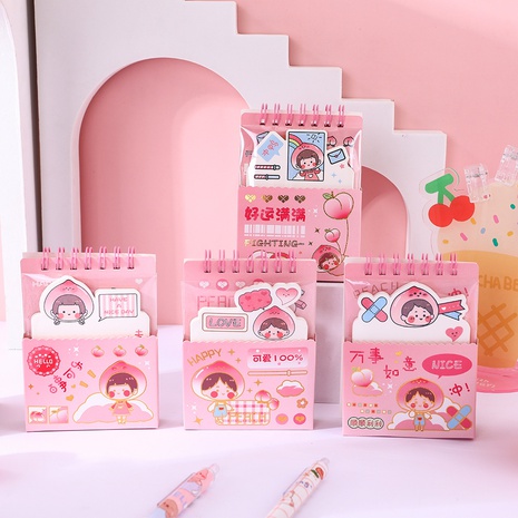Peach Diary Notes Coil Creative Mini Pocket Cute Message Notepad's discount tags