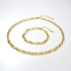 punk hip-hop golden 8-character chain copper necklace bracelet set