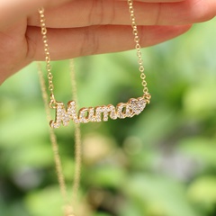 neuer Brief Mama Anhänger Kupfer eingelegt Zirkon Halskette Muttertagsgeschenk