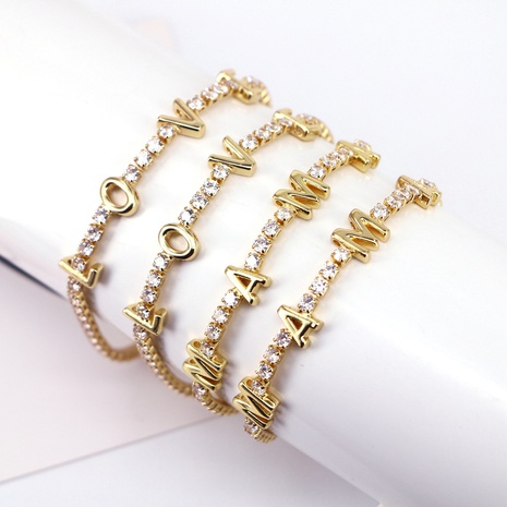fashion letter LOVE MAMA copper inlaid zircon bracelet's discount tags