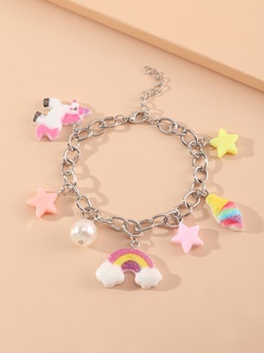 bracelet pendentif géométrique arc-en-ciel de licorne pour enfants