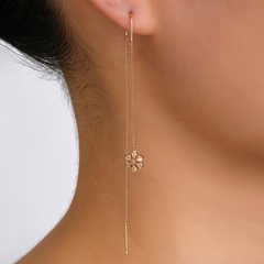 Fashion copper micro-set zircon snowflake pendant tassel pierced earrings