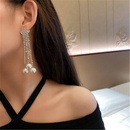 Exaggerated full diamond pentagram long tassel pearl alloy earringspicture10