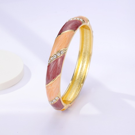 retro contrast color twill enamel rhinestone plating 18K gold alloy bracelet's discount tags