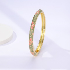 fashion enamel electroplating 18K gold green pink flower alloy bracelet