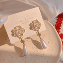 Fashion camellia fashion retro pearl flower alloy earrings femalepicture11