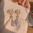Fashion camellia fashion retro pearl flower alloy earrings femalepicture14