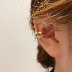 Korean style geometric shape inlaid zircon copper ear clips