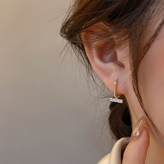 boucle d'oreille carrée en cuivre de zircon incrusté géométrique de style coréen en gros