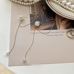 korean style pearl long tassel alloy earrings wholesale